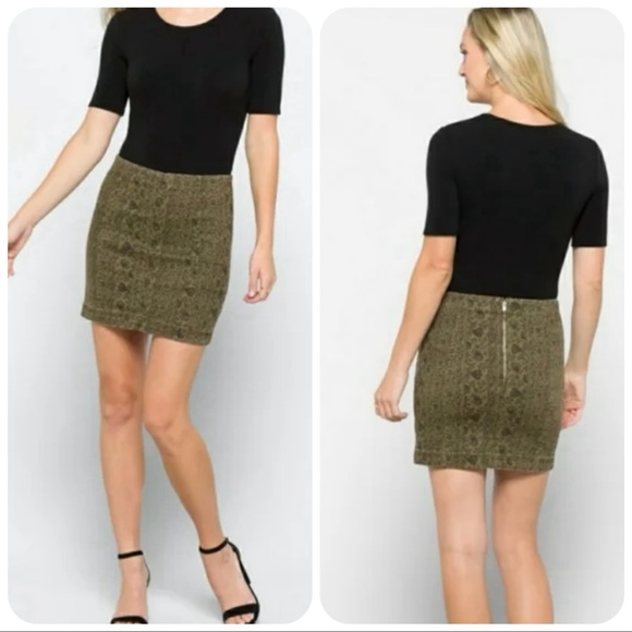 NEW! Free People Dusty Army Combo Modern Femme Denim Mini Skirt - Picture 1 of 17